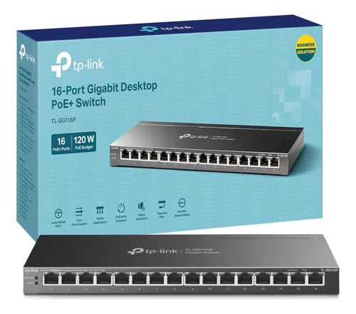 SWITCH TP LINK 16 PUERTOS GIGABIT DESKTOP PoE+ TL-SG116P
