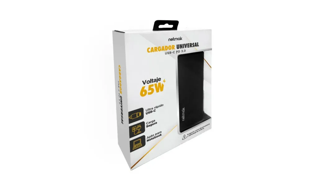 CARGADOR NOTEBOOK NETMAK NM USB-C NETMAK NM-1265 65W AUTOMÁTICO