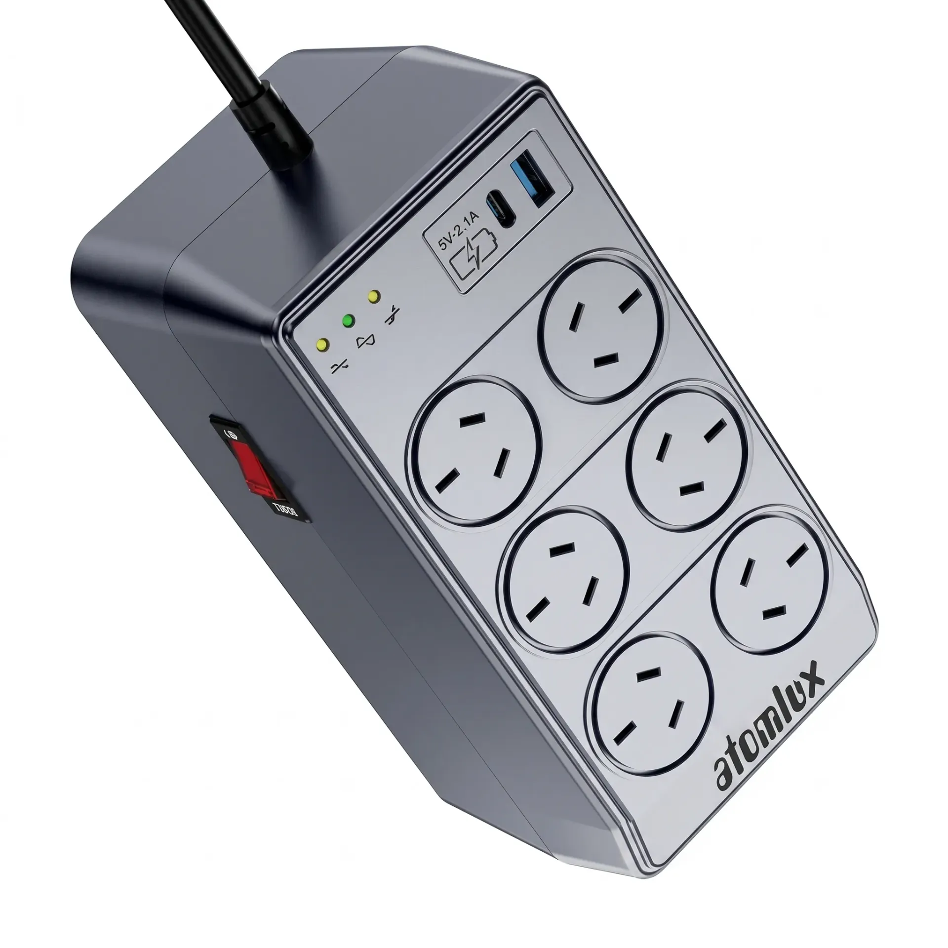 ESTABILIZADOR ATOMLUX 2100VA 6 BOCAS + USB + USB-C + ETHERNET